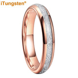 Bright Meteorite Inlay 4mm Popular Women Engagement Wedding Band Tungsten Carbide Comfort Fit Ring
