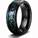 Multi-Colors Opal Inlay 4MM 8MM Tungsten  Comfort Fit Wedding Bands Wedding Ring for Women and Men Size 5-13