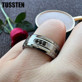 New Black CZ Inlay 8MM Cool Men's Women's Promise Wedding Band Tungsten Steel Combination Rings