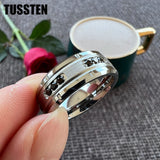 New Black CZ Inlay 8MM Cool Men's Women's Promise Wedding Band Tungsten Steel Combination Rings