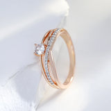 New Arrival Crossing Design 14K Filled Rose Gold AAA+ Zirconia Diamonds Luxury Rings - Personality Matching Jewelry