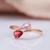 Golden Romantic Pink Filled 14K Rose Gold AAA Zircon Crystals Simple Slim Rings For Women Luxury Jewelry Gift