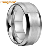 Popular Beveled Center Brushed and Polished 10mm Large Ring Men's Tungsten Engagement Comfortable Fit Ring