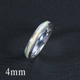 Rose Gold/Silver Color White Created-Opal Tungsten Carbide Wedding Rings For Women Men, Engagement Wedding Gifts