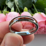 Fine 4mm Men Women Domed Polished Koa Wood Ring Nice Tungsten Comfort Fit Wedding Band Trendy Jewelry