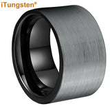 Classic Multiwidth Black Brushed FinishTungsten 6/8/10/12MM Flat Comfort Fit Wedding Band Ring for Men and Women