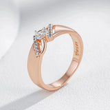 Luxury Fashion Creative Filled 14K Rose Gold Silver Color Mix with AAA Zircon Diamonds Fine Rings For Women
