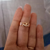 Dazzling Hollow Vintage Pattern AAA+ CZ Diamonds Filled 14K Rose Gold Rings for Women Daily Smooth Geometric Jewelry