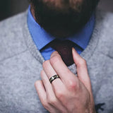 Sandstone and Gold Foil Inlay Beveled Edge Black Tungsten Carbide Ring Mens Wedding Bands 8mm Comfort Fit Rings
