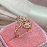 Luxury Glossy AAA Zircon Diamonds Paved Original Design Fashion Filled 14K Rose Gold Women's Ring Daily Jewelry Gift