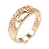 Dazzling Hollow Vintage Pattern AAA+ CZ Diamonds Filled 14K Rose Gold Rings for Women Daily Smooth Geometric Jewelry