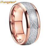 Awesome Meteorite Inlay 6mm 8mm Tungsten Carbide Ring for Men Women - Engagement Wedding Band Fashion Jewelry