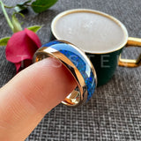Amazing Blue Opal Domed Polished 6MM 8MM  Fashion Tungsten Comfort Fit Engagement Wedding Bands for Men and Women