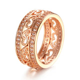 Exquisite Fashion Vintage Syle 14K Rolled Rose Gold AAA Zirconia Diamonds Full Pave Setting Women's Ring Jewelry