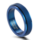 Charming Rose Gold  and Blue Color Tungsten Rainbow Pride Trendy Colorful Rings - Couples Wedding Engagement Rings