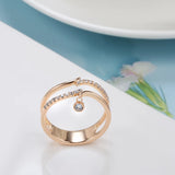 Elegant Double Layer 14K Rolled Rose Gold Shiny AAA+ Zircon Diamonds Ring - Luxury Unique Trendy Fine Jewelry