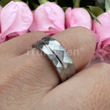 Flat Band Grooved Brushed 8mm Hammered Tungsten Carbide Comfort Fit Ring for Men Women - Fashion Wedding Jewelry