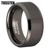 Beveled Edges Matte Finish Gold/Black Tone 10mm Tungsten Carbide Rings for Men Women Fashion Engagement Wedding Band