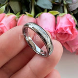 Bright Meteorite Inlay 4mm Popular Women Engagement Wedding Band Tungsten Carbide Comfort Fit Ring
