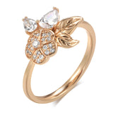 Elegant Vintage Texture Flower Filled 14K Rose Gold AAA Zircon Diamonds Fashion Women's Rings - Fashion Fine Jewelry