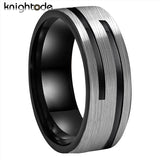 Amazing Flat Brushed Finish 8mm 2 GrooveTungsten Carbide Wedding Engagement Comfort Fit Ring/Band For Men Women