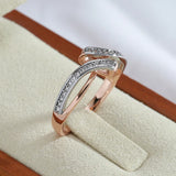Elegant Geometric Design Full Bling 14K Filled Rose Gold AAA+ Zircon Diamonds Rings for Women Wedding Party Jewelry