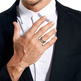 Delightful 8mm Brushed Matte Hammered Meteorite and Gold foil Tungsten Carbide Rings for Men - Fashion Jewelry