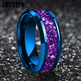 Awesome Purple Crystal Stone Inlaid  6/8MM Men's and Women's Comfortable Fit Wedding Tungsten Carbide Bands