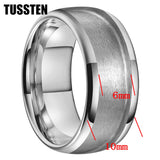 Classic Marvelous Groove Domed Polished 10mm Tungsten Blank Core with 6mm Comfort Fit Rings