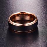 Luxury Black Brushed Cut Edge Rose Gold Inside 4/6/8mm Tungsten Carbide Ring  Men Women Wedding Band Couple Rings