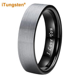 Classic Multiwidth Black Brushed FinishTungsten 6/8/10/12MM Flat Comfort Fit Wedding Band Ring for Men and Women