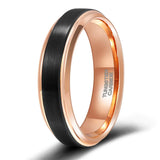 Black Brushed Cut Edge Rose Gold Inside 6/8mm Men Women Tungsten Carbide Wedding Band Luxury Unisex Couple Ring