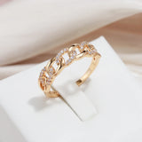 New Arrival Sparkling Rolled 14K Rose Gold AAA+ Zirconia Diamonds Chain Ring For Women - Party Wedding Jewelry