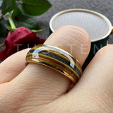 Whisky Wood Guitar String Lapis Inlay 8MM  Black Tungsten Rings for Men and Women - Fashion Engagement Wedding Bands