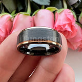 Terrific Stepped Brushed Finish 8mm Tungsten Comfort Fit Wedding Rings For Women Men - Classic Jewelry