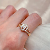 Luxury Hexagon Cut Rolled 14K Rose Gold AAA Zircon Diamonds Full Paved Rings For Women Bride Wedding Jewelry
