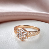 Luxury Hexagon Cut Rolled 14K Rose Gold AAA Zircon Diamonds Full Paved Rings For Women Bride Wedding Jewelry