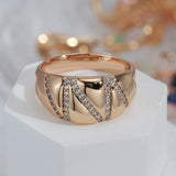 Luxury Geometric Personality AAA Zircon Diamonds Wide Face Women's 14K Filled Rose Gold Trendy Party Jewelry Rings