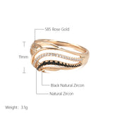 Luxury Marvelous Filled 14K Rose Gold Hollow Black White AAA+ Zircon Diamonds Ring - Ethnic Wedding Fine Jewelry