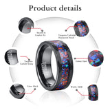 Amazing 8mm Blue Opal Plated Black Tungsten Carbide Rings - Wedding, Daily Jewelry
