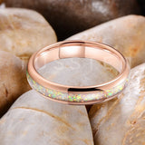 High Quality Pink Color Opal 4MM Nice Women Tungsten Comfort Fit Engagement Wedding Band - Trendy Jewelry