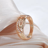 Dazzling Hollow Vintage Pattern AAA+ CZ Diamonds Filled 14K Rose Gold Rings for Women Daily Smooth Geometric Jewelry