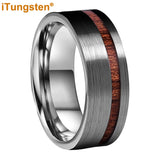Popular Real Wood Inlay 8mm Men and Women Classic Tungsten Carbide Ring Comfort Fit Wedding Band