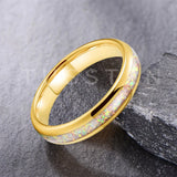 High Quality Pink Color Opal 4MM Nice Women Tungsten Comfort Fit Engagement Wedding Band - Trendy Jewelry