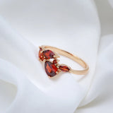Luxury Orange Red AAA Zircon Crystals 14K Filled Rose Gold Rings For Women Bride Jewelry Party Gift