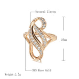 Luxury Hollow Double Curve Geometric Paved Filled 14K Rose Gold AAA+ ZirconDiamonds Rings - Vintage Jewelry
