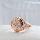 New Arrival Glossy Filled 14K Rose Gold Unique Pattern Round Rings for Women - Ethnic Bride Wedding Jewelry