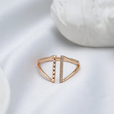Best Design Geometric Filled 14K Rose Gold AAA Zircon Diamonds Pave Setting Open Rings - Modern Trendy Jewelry