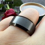 Beveled Edges Matte Finish Gold/Black Tone 10mm Tungsten Carbide Rings for Men Women Fashion Engagement Wedding Band