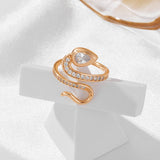Luxury New Design 14K Rolled Rose Gold AAA+ Zirconia Diamonds Full Pave Snake Ring for Women - Party Luxury Jewelry